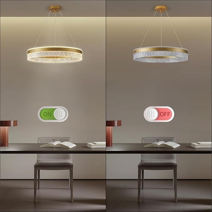 KSIBNW Lampa wisząca do salonu, złoty żyrandol LED