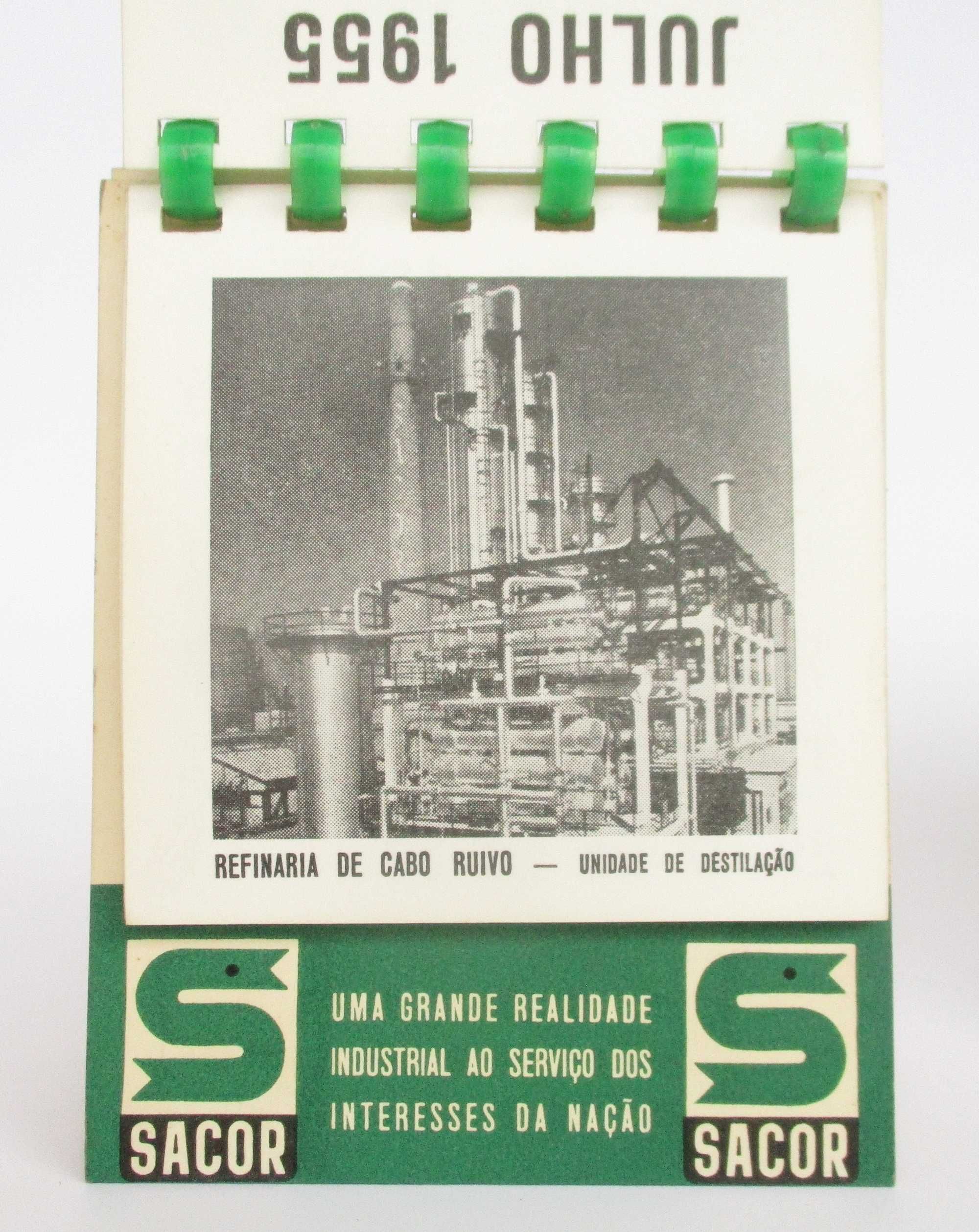 Calendários de secretária Sacor do ano de 1955 e 1956