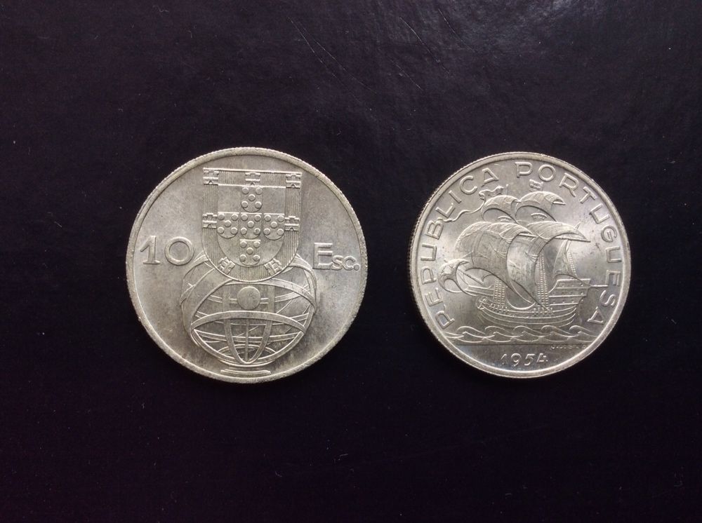 Moeda 10 escudos 1954 e 1955