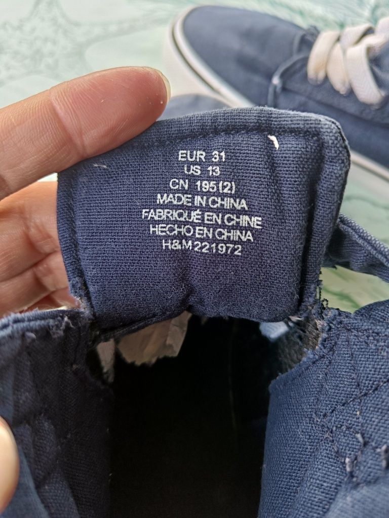 Jak nowe wysokie materiałowe trampki hm H&m granatowe na wf 31