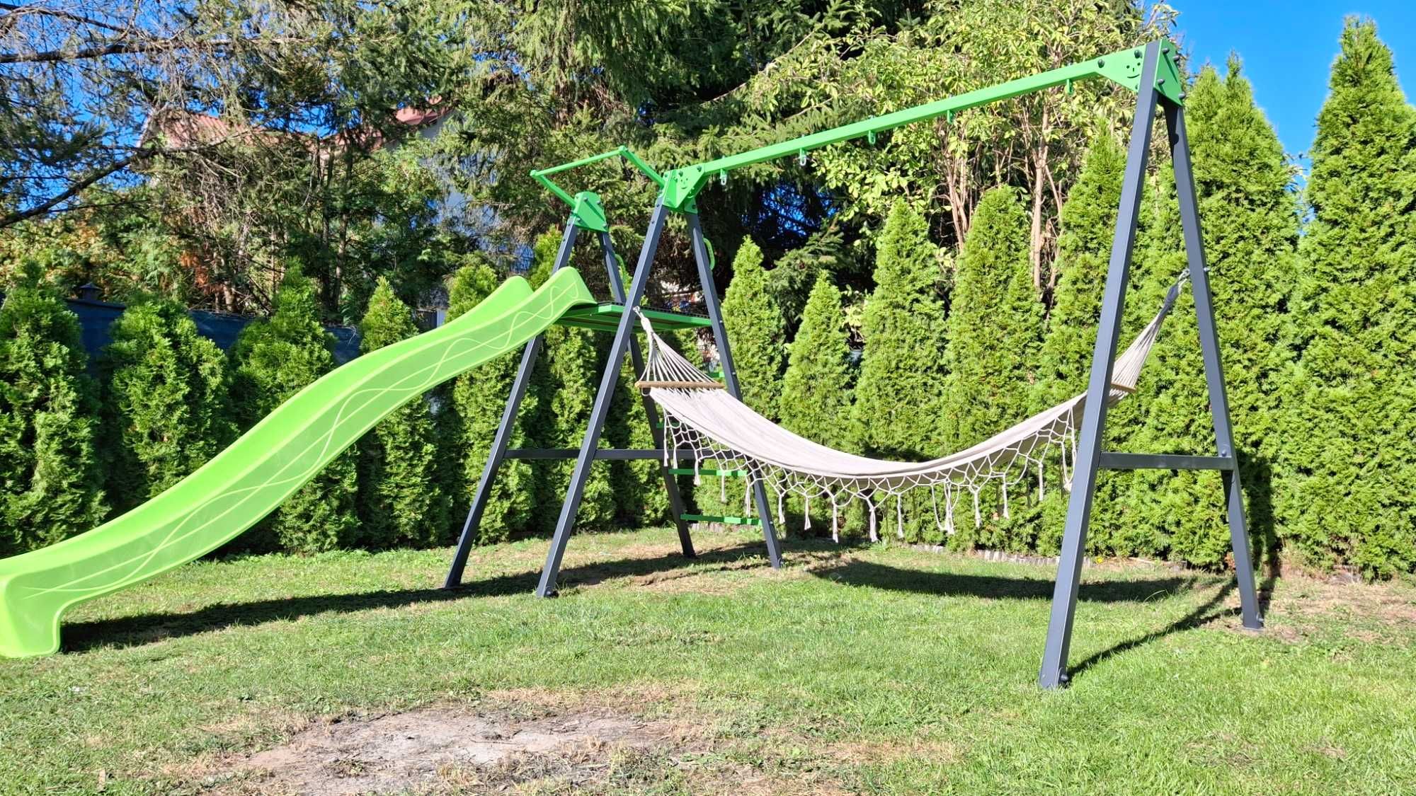 Huśtawka ogrodowa zjeżdżalnia stelaż plac zabaw