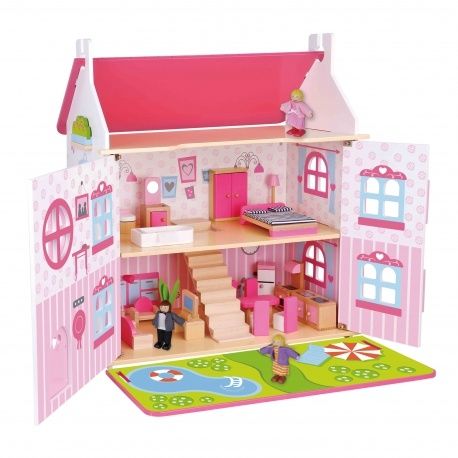 Drewniany RÓŻOWY domek dla lalek marzenie każdego dziecka dziewczynki