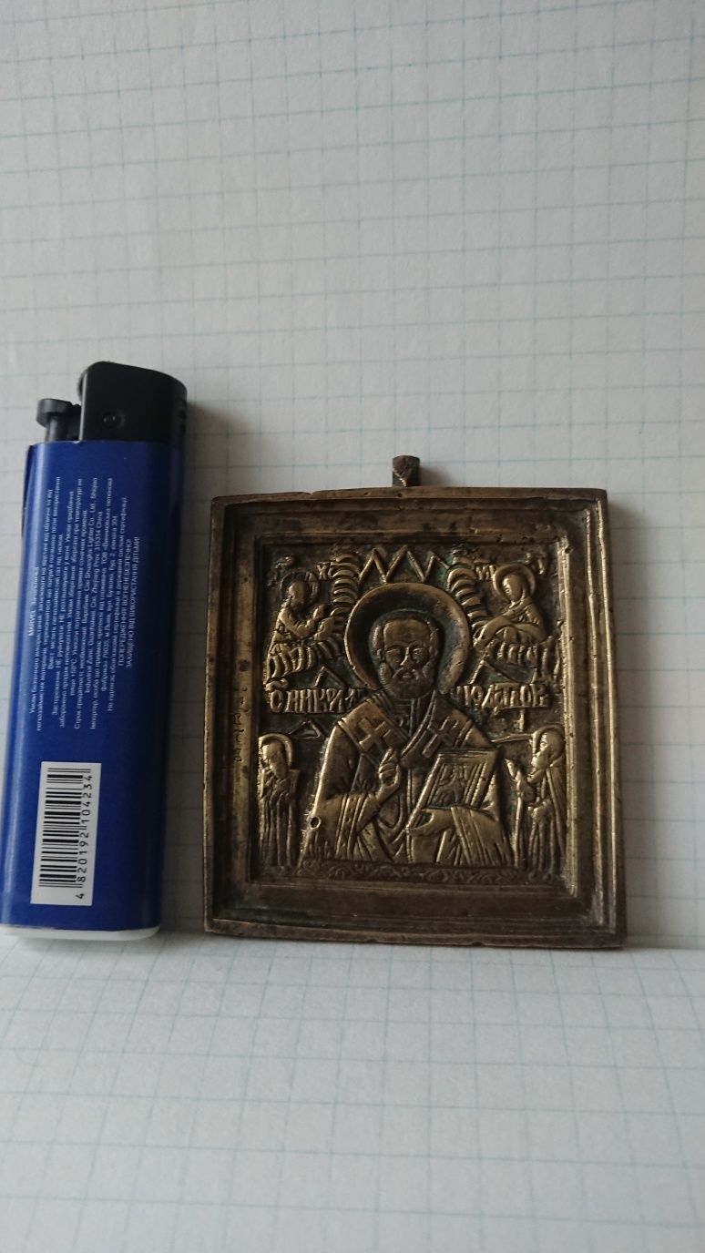 Старинная икона "Святитель Никола Чудотворец/Никейское Чудо"