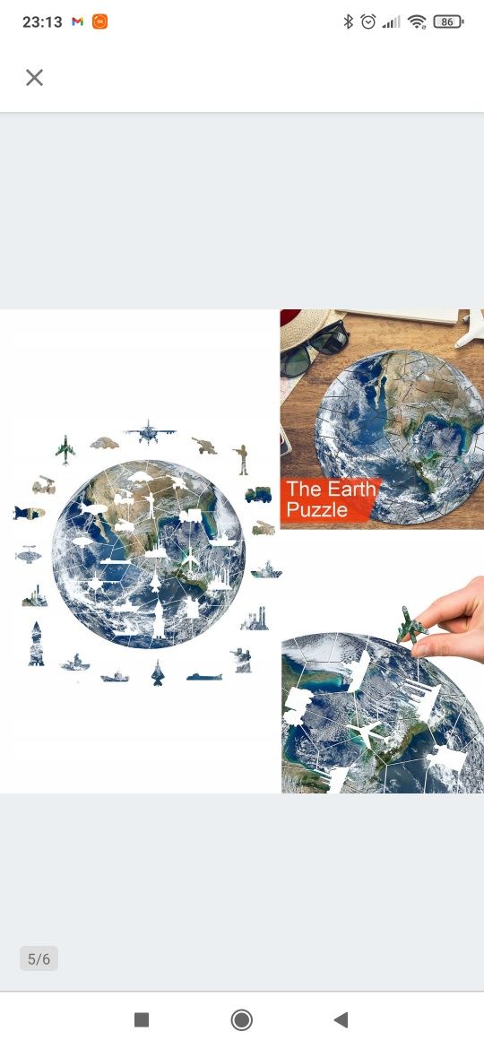 Puzzle kartonowe kula ziemska ziemia okrągłe 58szt