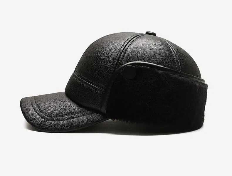 Czapka Męska Wiatroszczelna Skórzana ..