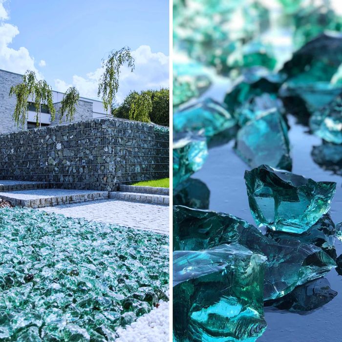 Grysy szklane w kolorze zielonym, dekoracyjne szkło ogrodowe 5kg