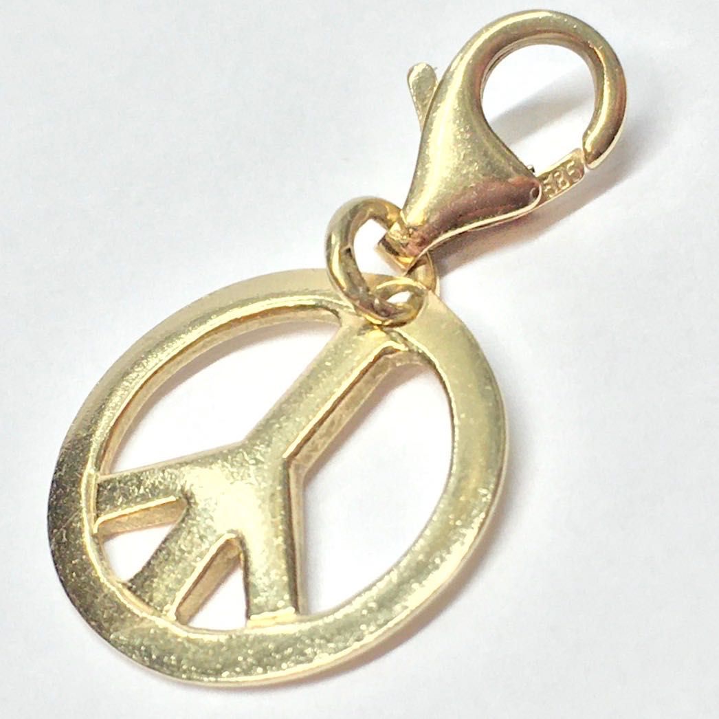 Złota ZAWIESZKA 585 14K Wisiorek PEACE symbol POKOJU modny dodatek