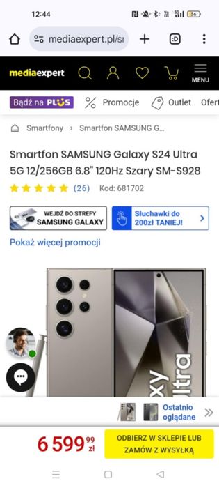 Smartfon SAMSUNG Galaxy S24 Ultra 5G 5928 12/512GBDS T. Gray