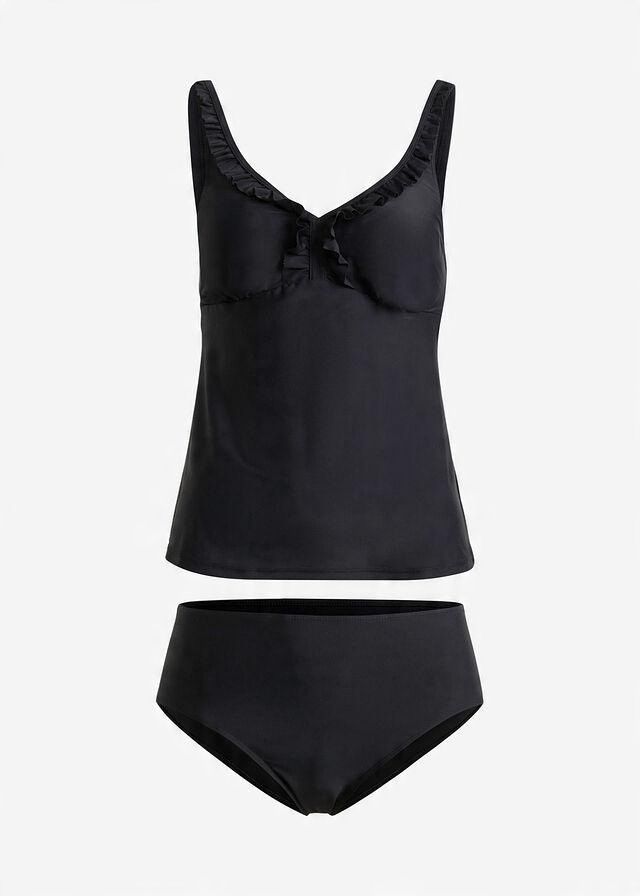 B.P.C tankini czarne z falbankami i figami 42.