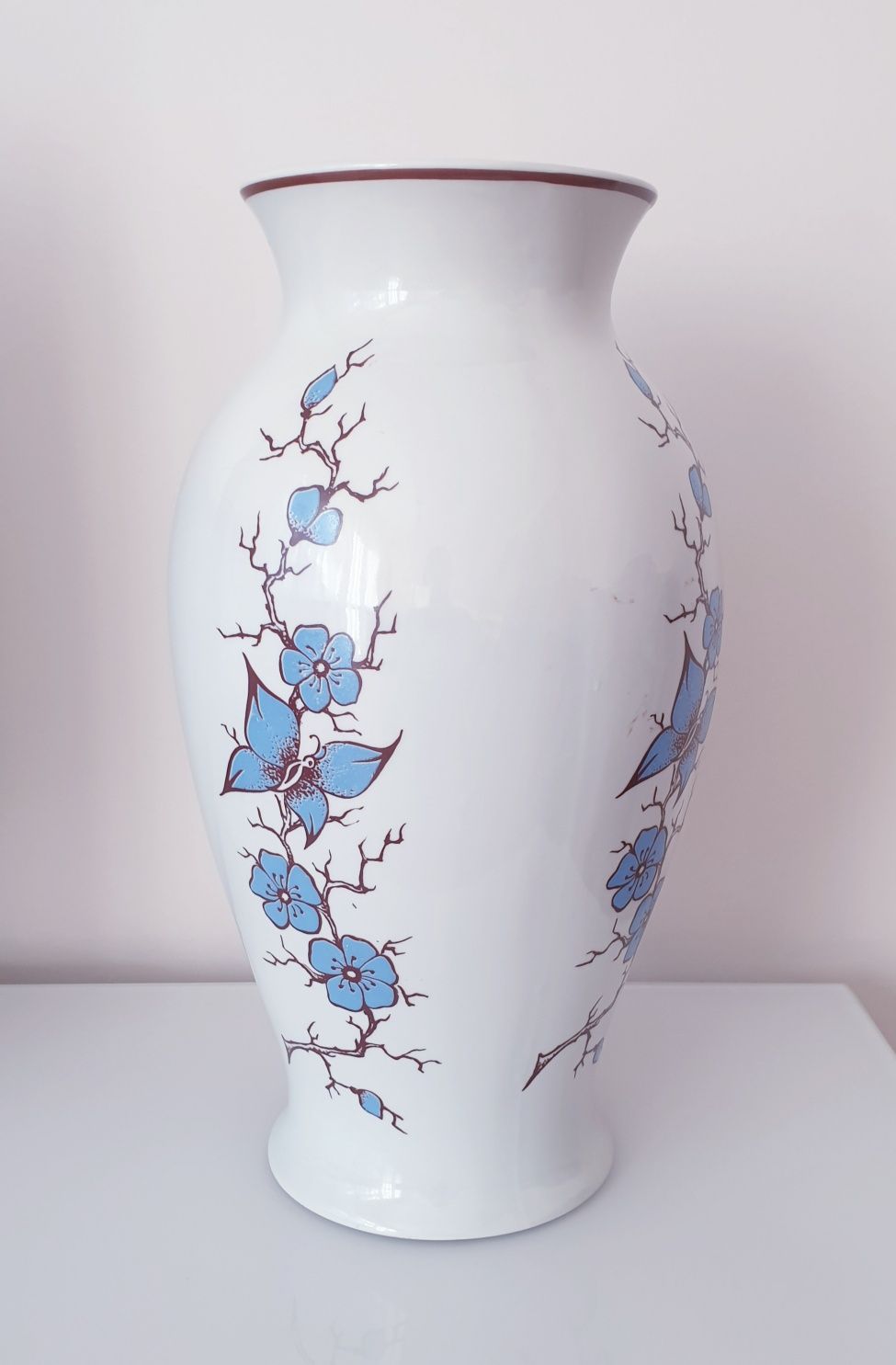Duży wazon Lubiana w kwiaty ręcznie malowany