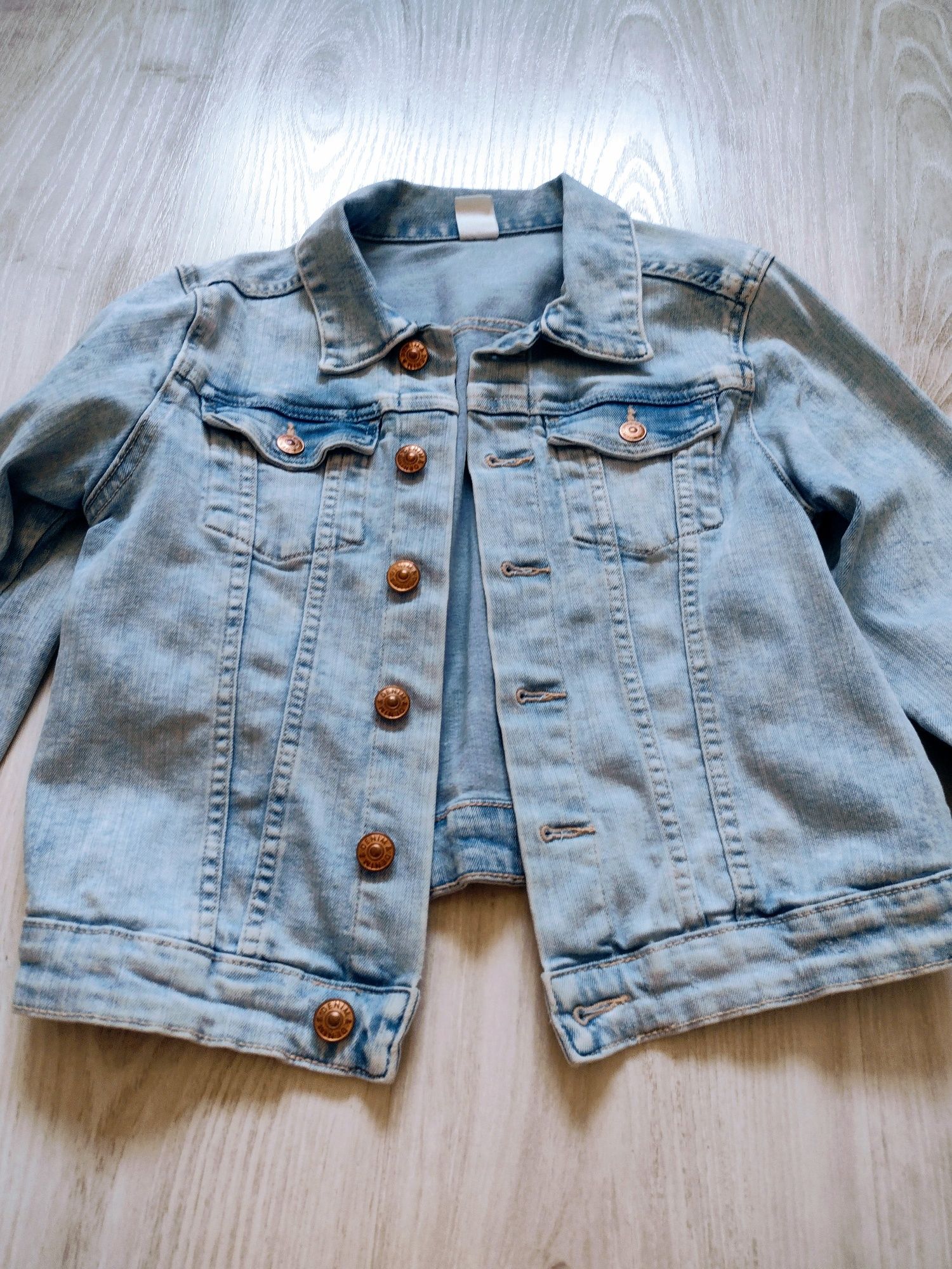 Krótka kurtka wycierana jeans h&m 146