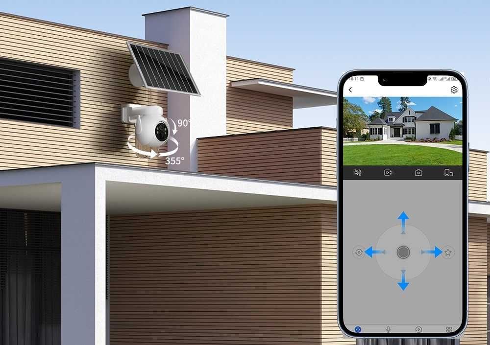 Kamera Zewnętrzna XO WiFi Obrotowa Solarna 360° 2K Tryb Nocny Z Głosem