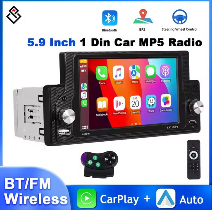 Магнитола 1DIN + камера заднего вида Bluetooth Carplay