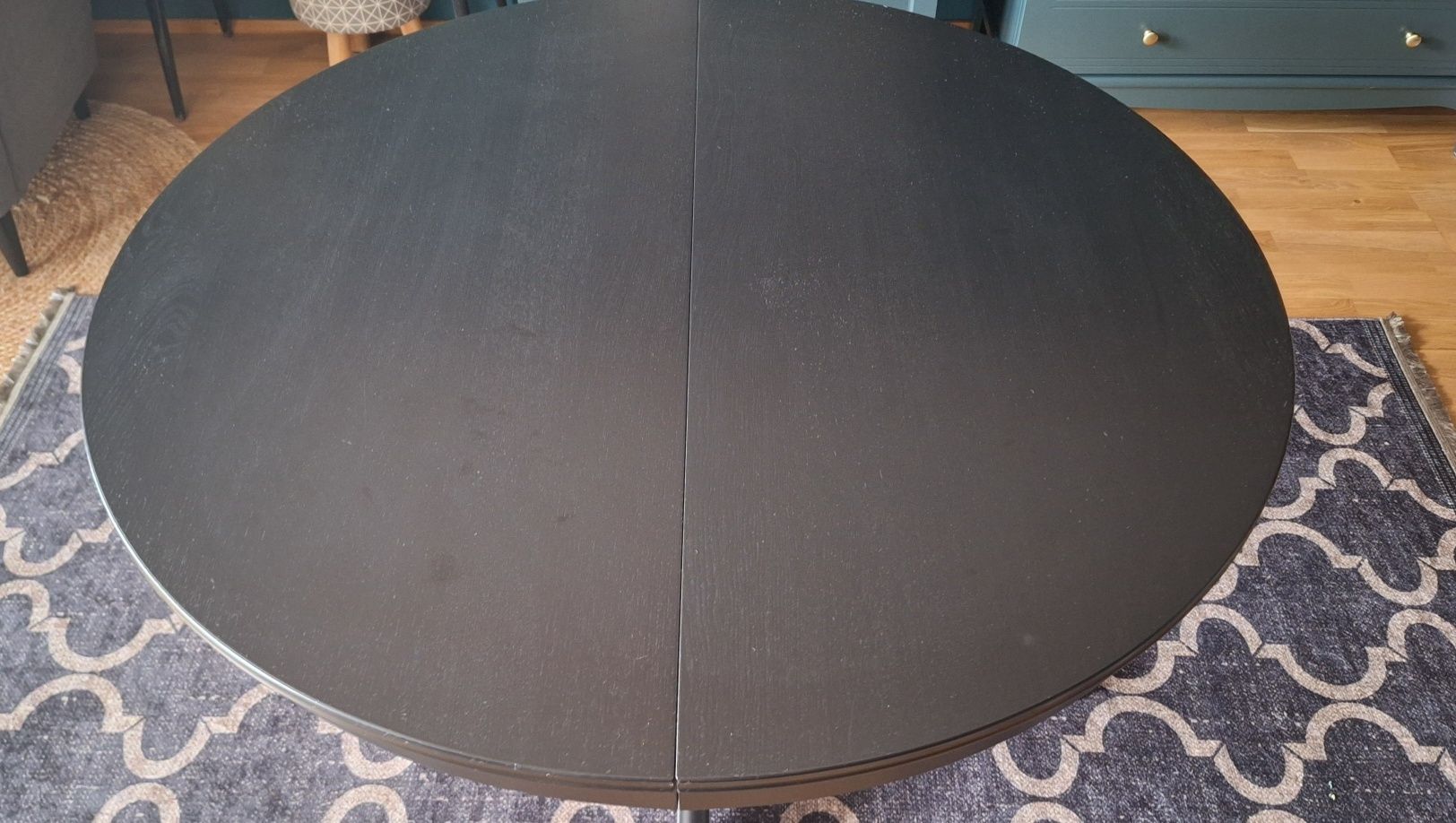 Stół okrągły rozkładany czarny Ikea Ingatorp 4-6 osób 110-155 cm