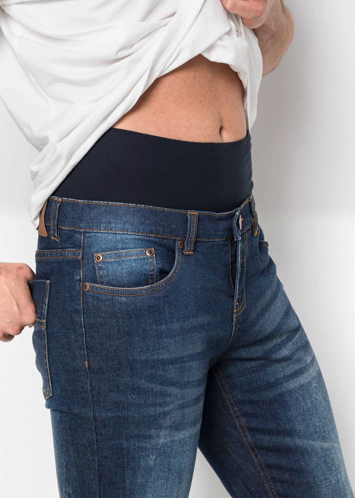 Jeans męskie z doszytym ocieplanym  jersey paskiem R 50