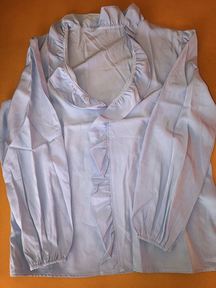 Camisa azul de manga comprida, NOVA