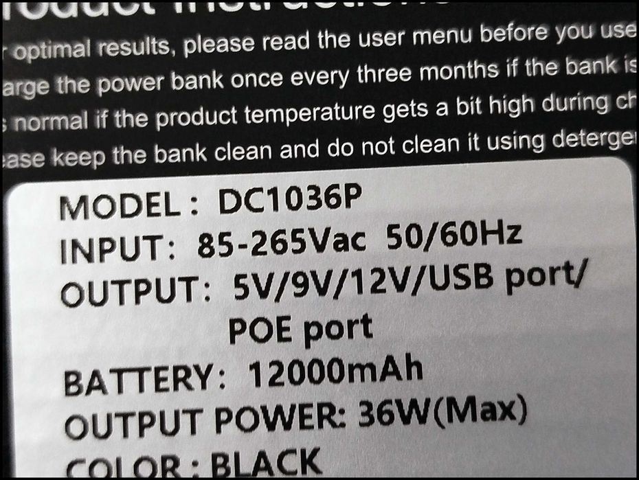 Источник бесперебойного питания  UPS 12000mah 36w USB