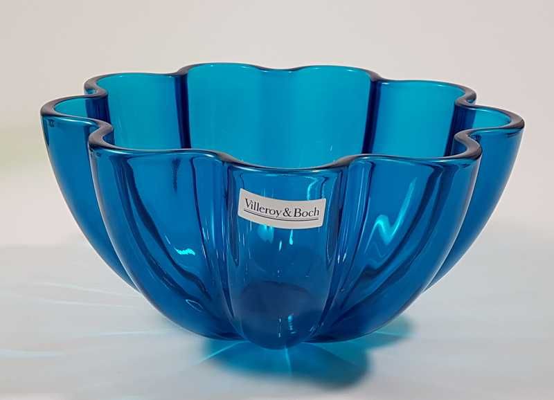 Misa owocarka Vintage Neptun Villeroy&Boch niebieskie, turkusowe szkło