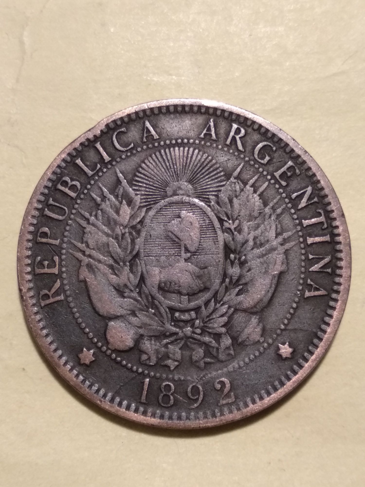 Moeda de 2 Centavos 1892 Argentina