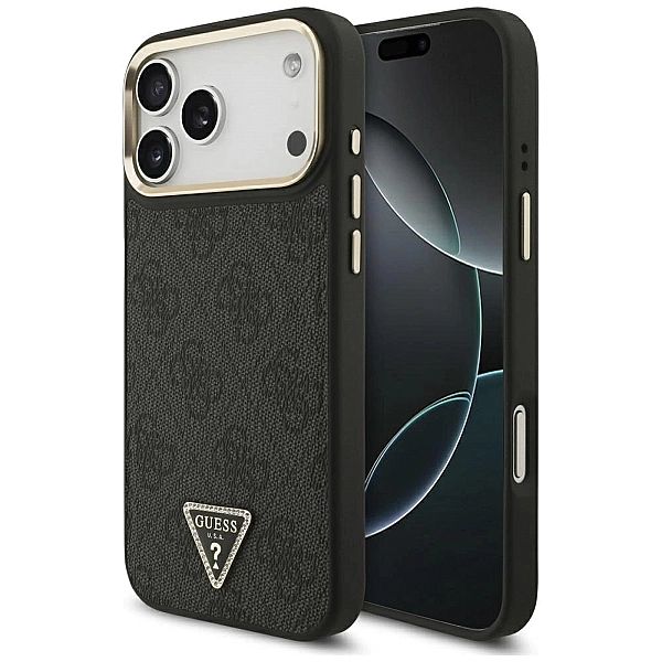 Etui Guess 4G Triangle Logo MagSafe na iPhone 17 Pro Max - czarno-złot