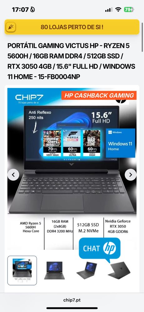 Portatil hp victus