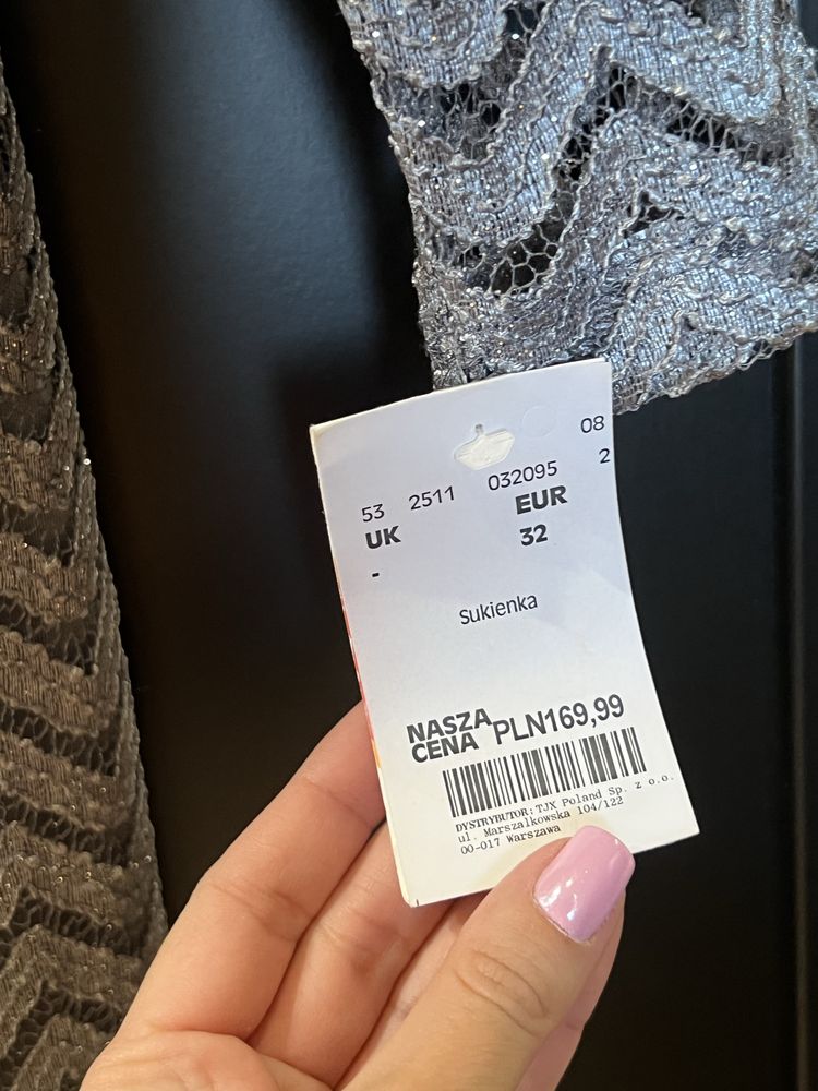 SUKIENKA TK Max r. XS na okazję / szaro - srebrna