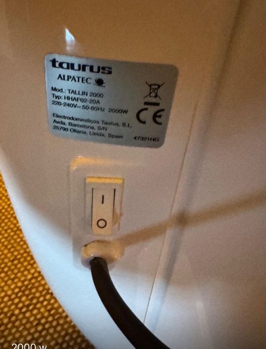 Aquecedor elétrico Taurus 2000W