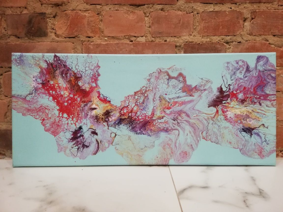 Obraz abstrakcyjny pouring malowany na płótnie"Supernowa"