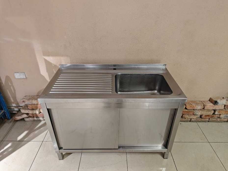 Zlew gastronomiczny z szafką 120x60 – komora po prawej