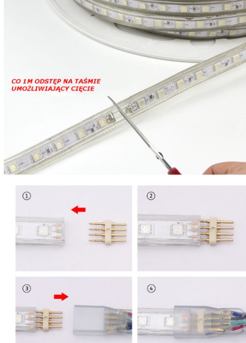 TAŚMA LED RGB 230 V na metry Wodoodporna PILOT