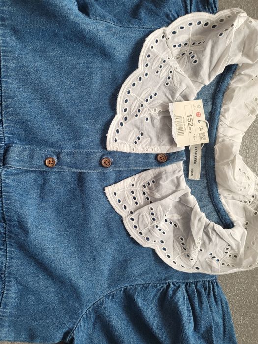 152 reserved nowa z metką sukienka jeans jeansowa kołnierzyk