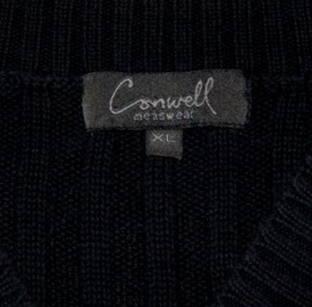 CONWELL MENSWEAR - czarny bawełniany ciepły sweter na wysokiego faceta