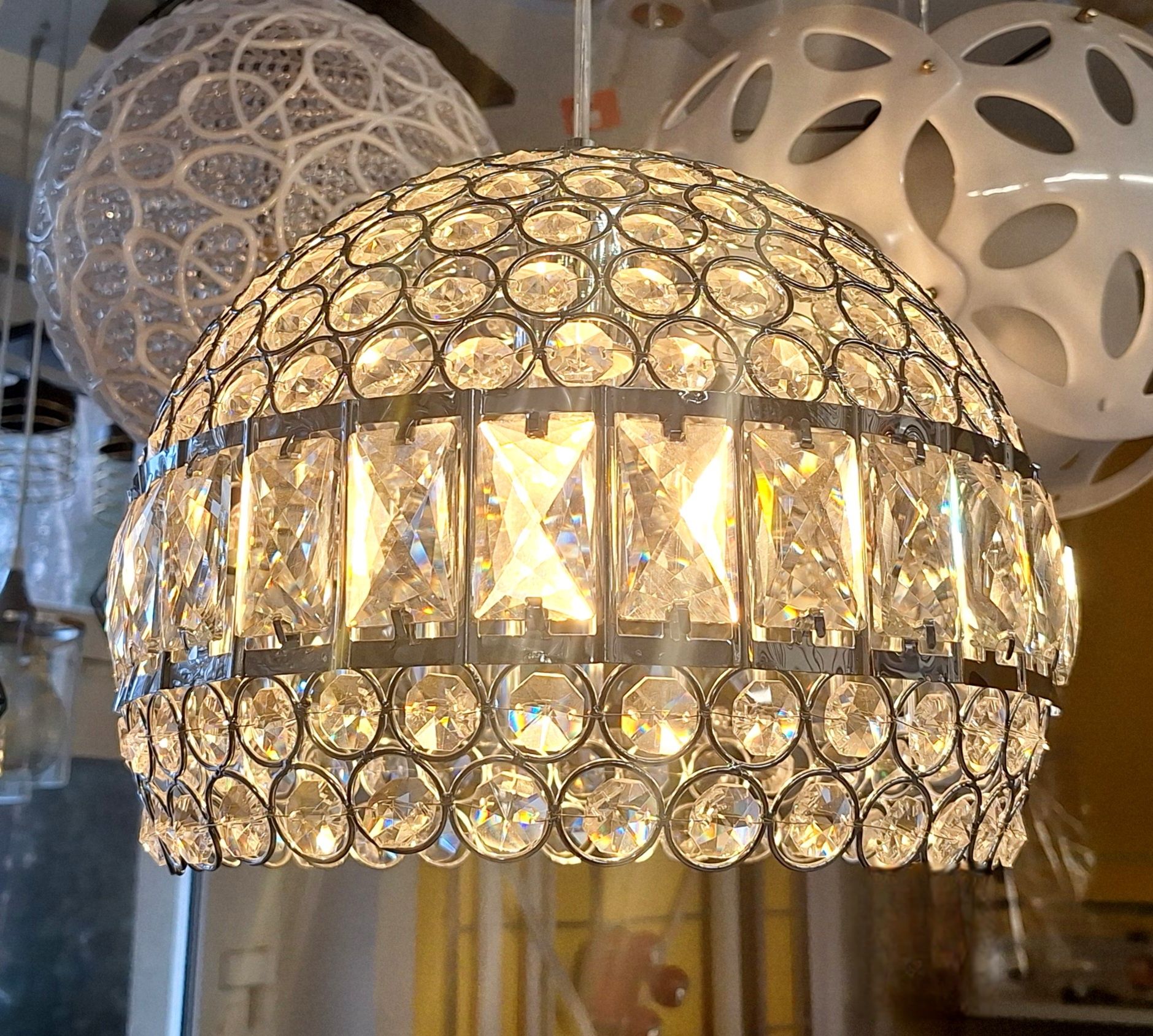 Lampa wisząca KRYSZTAŁY Klosz żyrandol kryształowy z kryształami