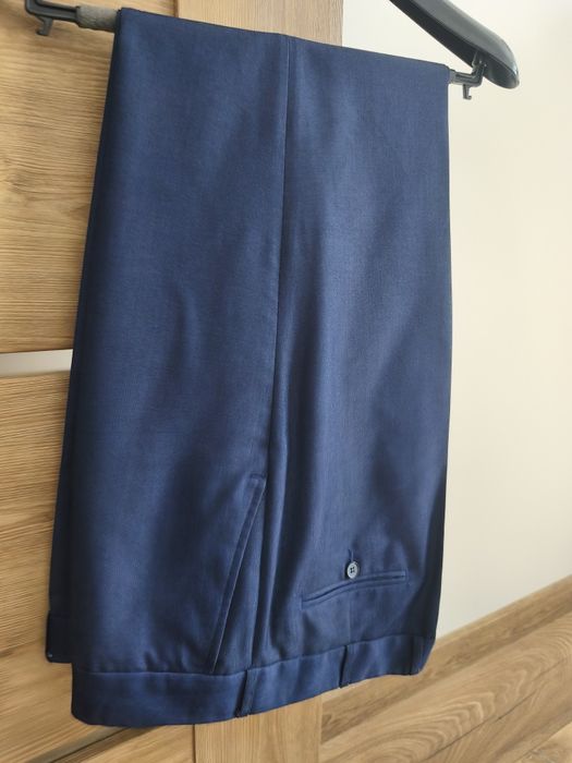 Granatowy garnitur kratka ślub wesele 56/182