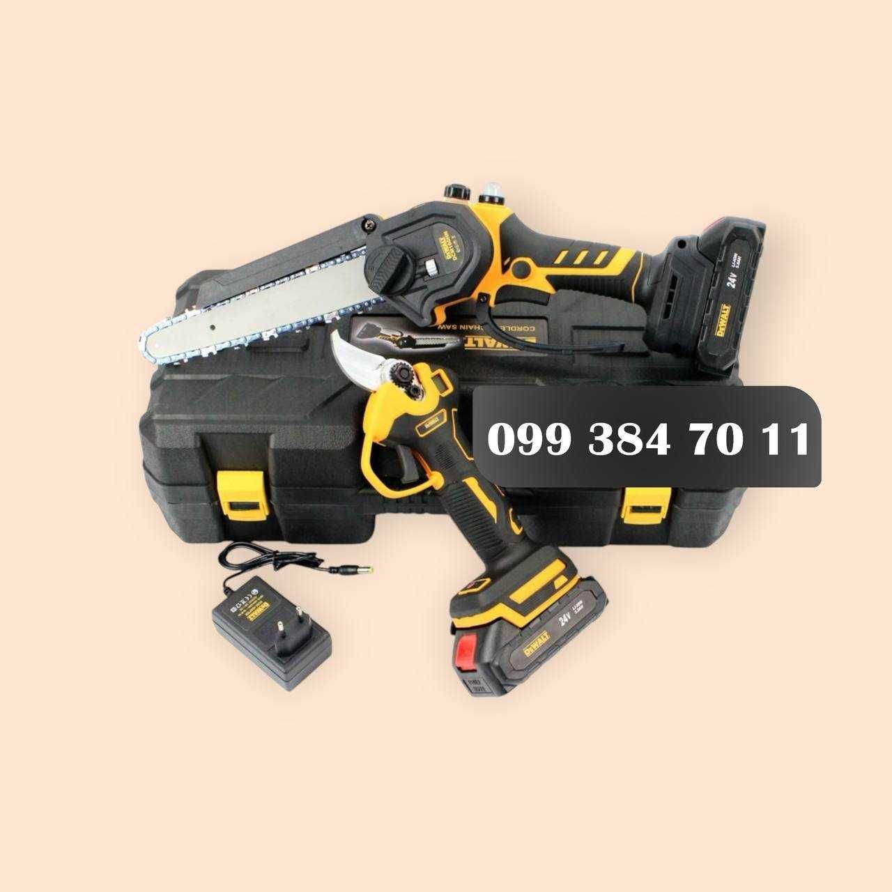 Акумуляторний Садовий набор DeWALT 2/1 Секатор + Гілкоріз 2АКБ 24V/5Ah