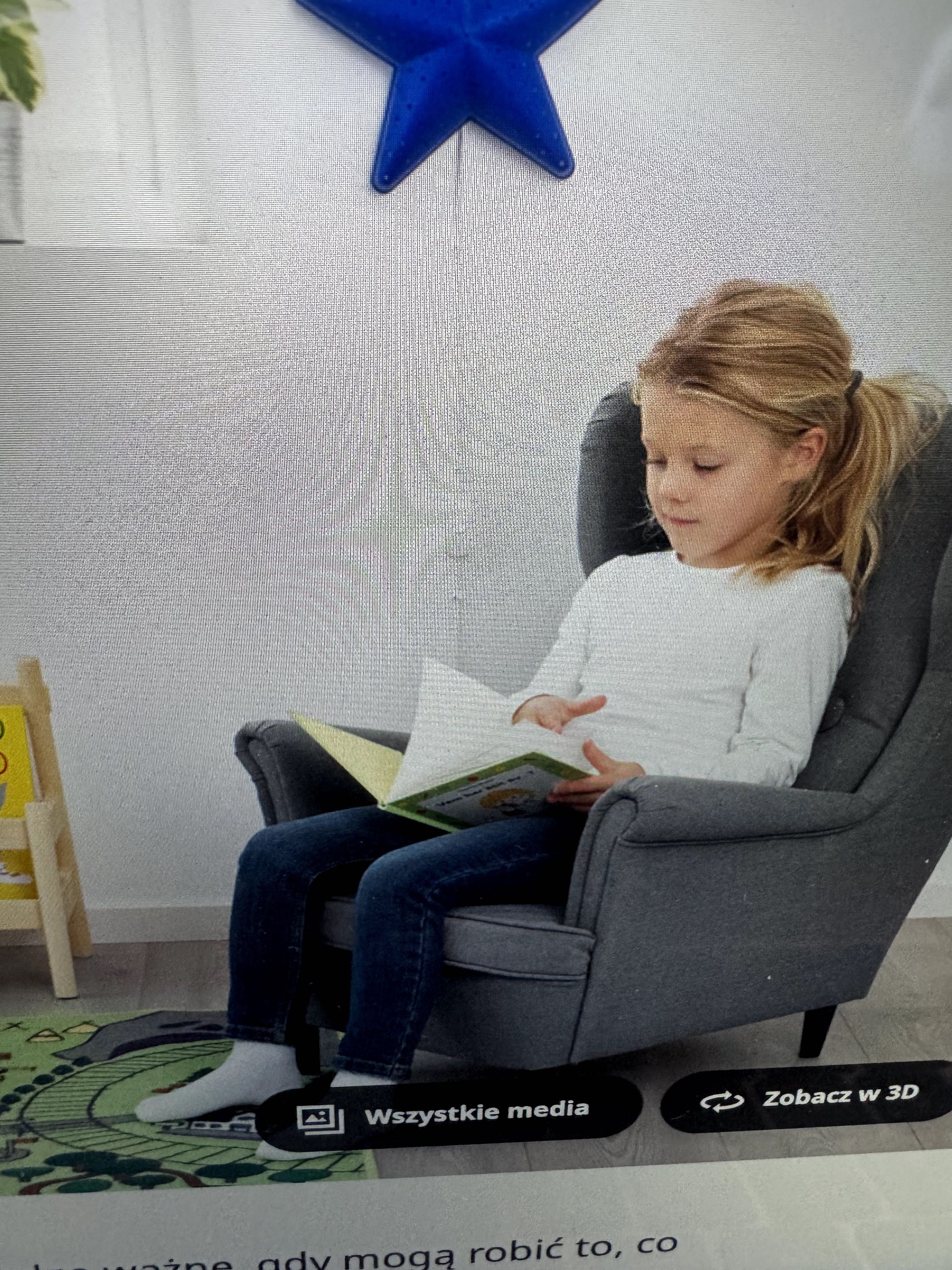 Ikea STRANDMON fotelik/fotel dziecięcy, Vissle szary jak nowy :)