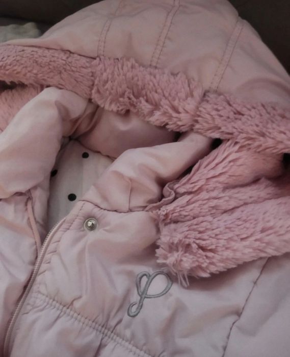 Kurtka plaszczyk zimowy na zime rozowa plus bluza