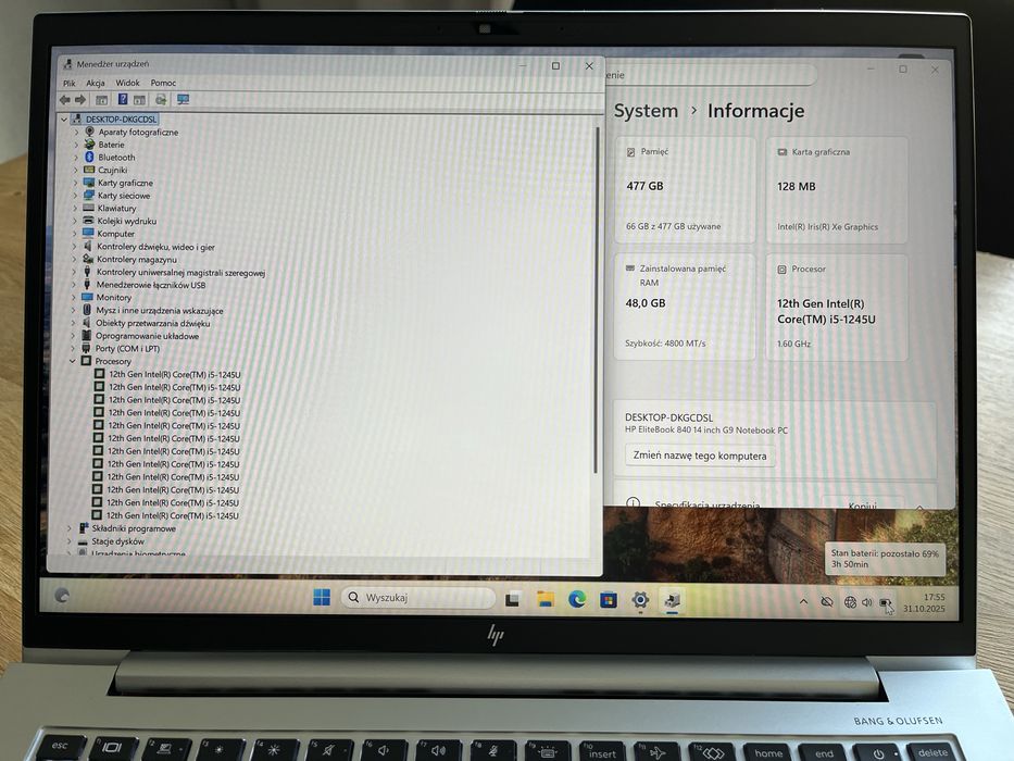 HP 840 G9 i5-12gen, 48GB RAM DDR5, 512NVMe, WIN11Pro