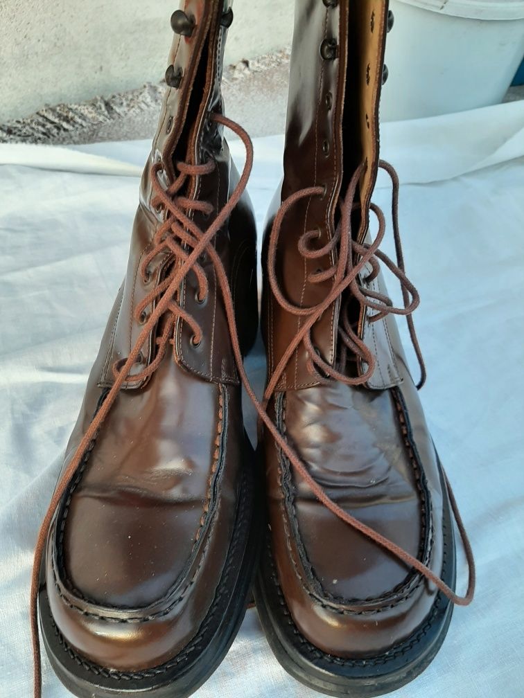 buty damskie brązowe, lakierki, za kostkę