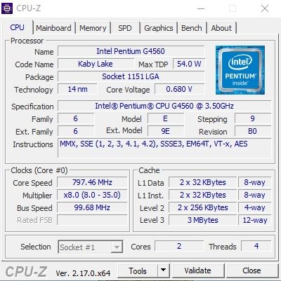 Процесор Intel Pentium G4560