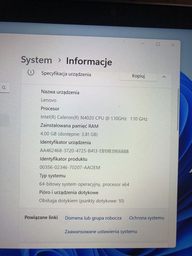 Lenovo IdeaPad Duet 3 10IGL5 Tablet z klawiaturą