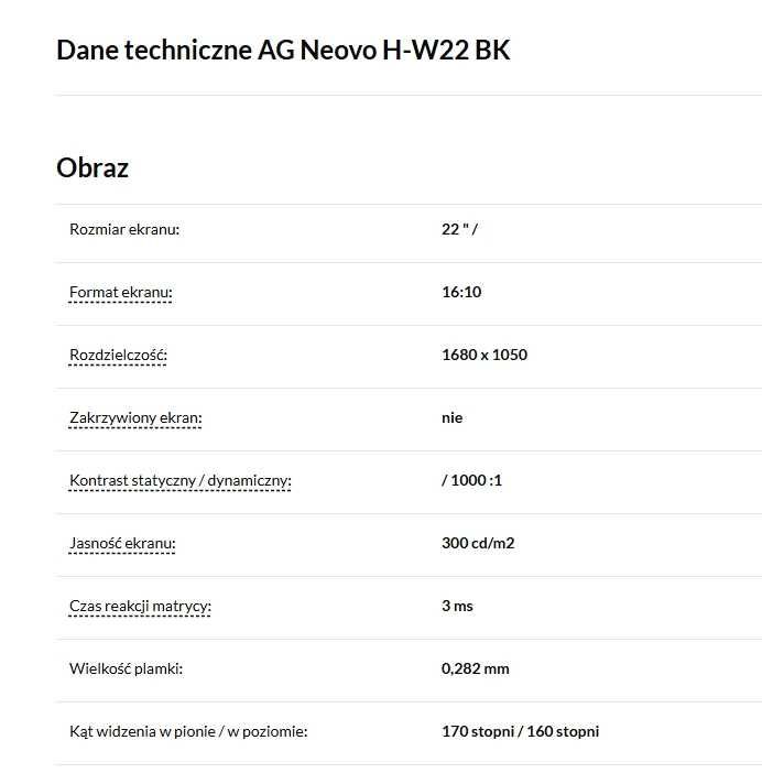 Do sprzedania monitor komputerowy 22 cale firmy Neovo H-W22  ( 22" )