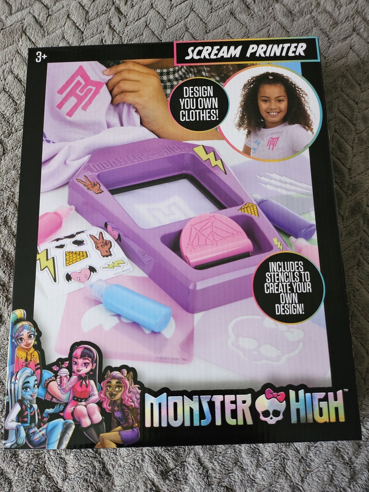 Nowa zabawka 3+ drukarka do ubran szablony monster high scream printer