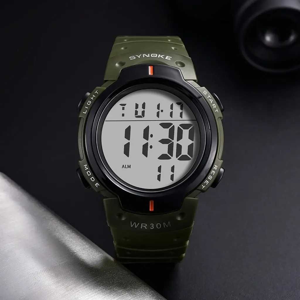 Męski zegarek elektroniczny Synoke sportowy militarny army green LED