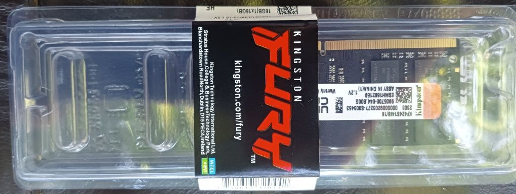 Kinston Fury Impact SODIMM DDR4 2400 Мгц. Для ноутбука