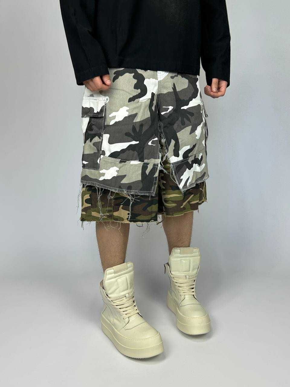 Шорти камуфляжні baggy archive opium cargo карго шорты серые камо