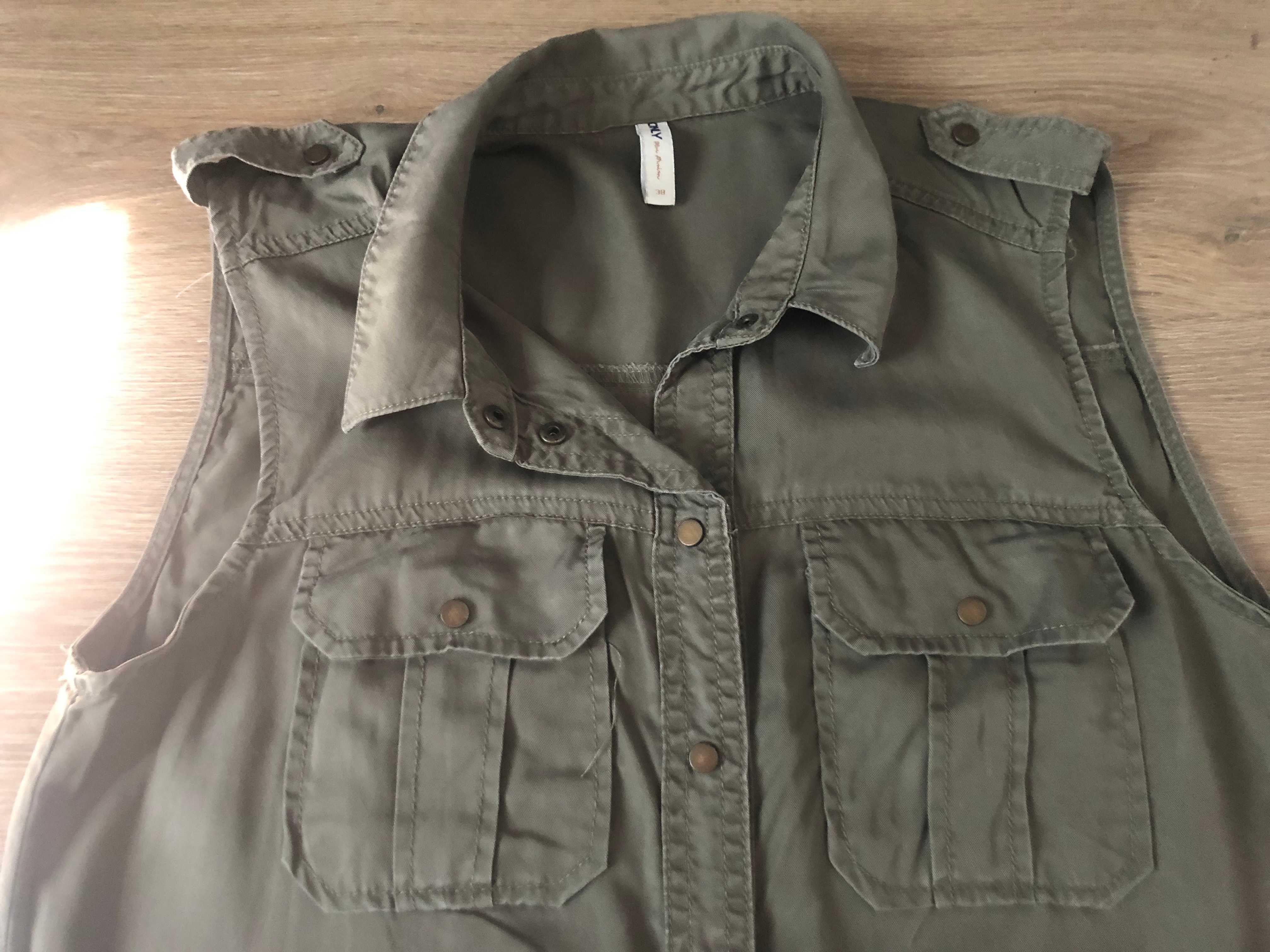 Materiałowy kombinezon jeans, khaki Only, roz. 38