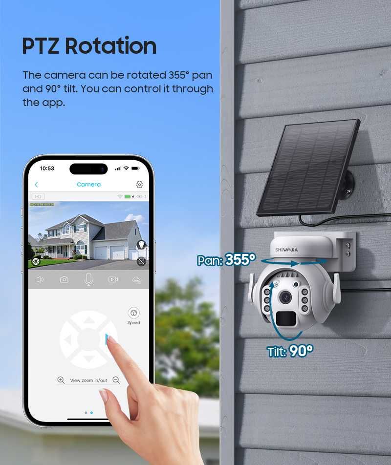 Kamera monitoringu SHIWOJIA 3K 5MP 4G SIM z panelem słonecznym