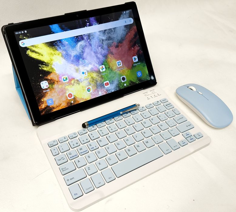 Tablet 10.1" ANDROID 15 niebieski klaw+mysz+rysik 12GB/128GB etui NOWY