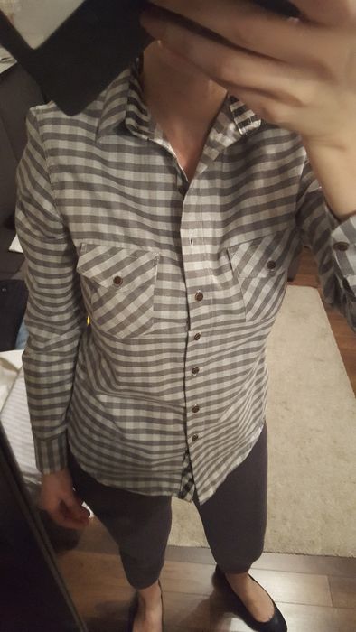 koszula Miss Alani r. M jasnoszara krata 100% bawełna kratka